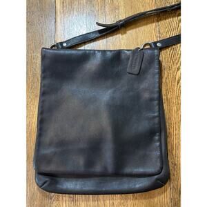 Vintage Coach Chelsea Flap Purse #9458 Dark Brown Thick Leather Messenger Style